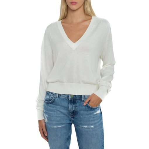 Pepe Jeans Women's V-Neck Sweater in Mousse