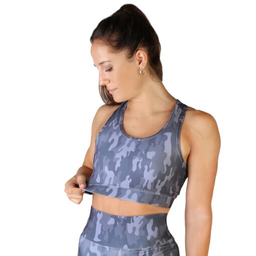 Bodyboo Camo Top in Dark Grey