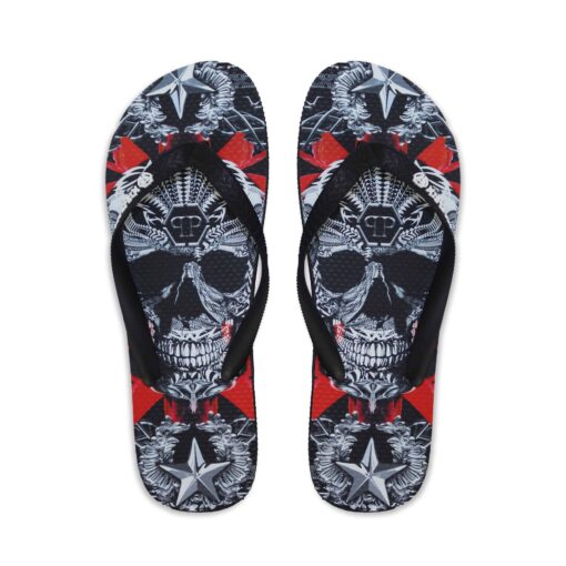 Philipp Plein Black Multi Flip Flops