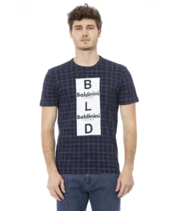 Exclusive Baldinini Trend Quadro Navy T-Shirt TSU538_COMO_QuadroNavy44_143120