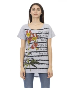 Exclusive Trussardi Floral Print T-Shirt 2BT04A_13Grey_140730