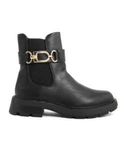 Exclusive Black Ankle Boots with Gold Accents FAM_181_186_BLACK_146204