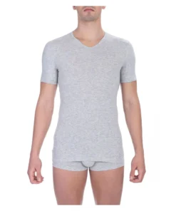 Exclusive Bikkembergs V-Neck T-Shirt - Grey Melange BKK1UTS02SI_GREYMELANGE_142637