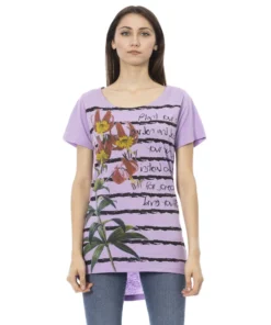 Exclusive Trussardi Floral Print T-Shirt Lilac 2BT04A_27Lilac_140728