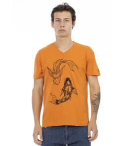 Exclusive Trussardi Action V-Neck T-Shirt 2AT112_03Orange_136619