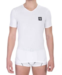 Exclusive Bikkembergs V-Neck T-Shirt BKK1UTS08BI_WHITE_129174