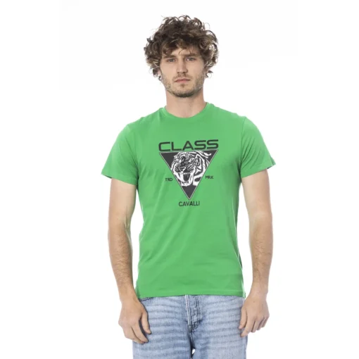 Exclusive Cavalli Class Green T-Shirt with Logo CLL2MTS01SXH01E_04000Green_150566