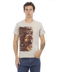 Exclusive Trussardi Action V-Neck T-Shirt 2AT151_04Sand_136571