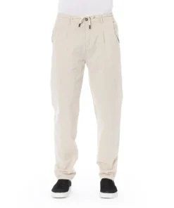 Authentic Baldinini Beige Cotton Trousers SLE3PT002080U_LIVORNO_BeigeWhite_147351