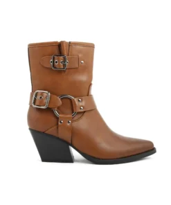 Exclusive Buckle Detail Ankle Boots - FAG_80012_CAMEL_146213