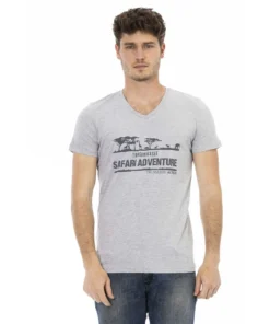 Exclusive Trussardi Action Grey V-Neck T-Shirt 2AT04_V_13Grey_136632