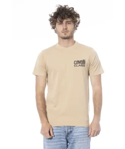 Exclusive Cavalli Class Cotton T-shirt QXT62XJD060_00503Sand_150595