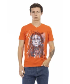 Exclusive Trussardi Action V-Neck T-Shirt 2AT144_03Orange_136584