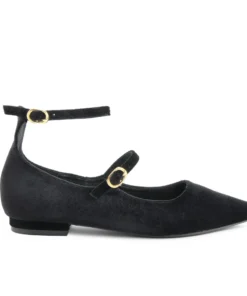 Exclusive Genuine Ballet Flats with Ankle Strap - FAG_K10060_BLACK_145849