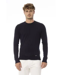 Exclusive Baldinini Round Neck Wool-Modal Sweater AU7803CE_POLICORO_9003BLUNOTTE_147248