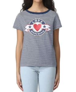 Exclusive Moschino Striped T-Shirt with Heart Logo X073_W4F303N-E2426_2004_150241