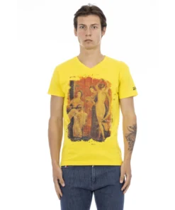 Exclusive Trussardi Action V-Neck T-Shirt Yellow 2AT145_05Yellow_136581