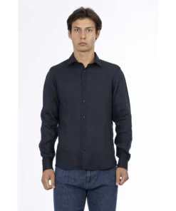 Exclusive Baldinini Trend Blue Linen Shirt FLASH_111Blu_137189