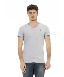 Exclusive Trussardi Action Grey V-Neck T-Shirt 2AT21_V_13Grey_136565