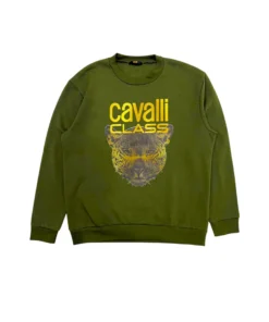 Exclusive Cavalli Class Military Green Sweatshirt QXT66BCF062_03597