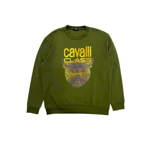 Exclusive Cavalli Class Military Green Sweatshirt QXT66BCF062_03597