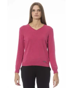 Exclusive Baldinini V-Neck Sweater Fuxia DV8018_GENOVA_147286