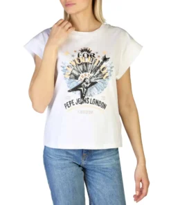 Authentic Pepe Jeans White T-Shirt for Revolution CAROLINE_PL505158_WHITE_124843