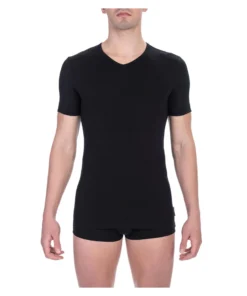 Exclusive Black V-Neck T-Shirt by Bikkembergs BKK1UTS02BI_BLACK_142641