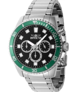 Authentic Invicta Chronograph Steel Watch with Green Accent X093_46051_144938