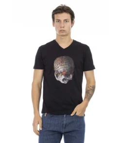 Exclusive Trussardi Action V-Neck Skull T-Shirt 2AT136_02Black_136594