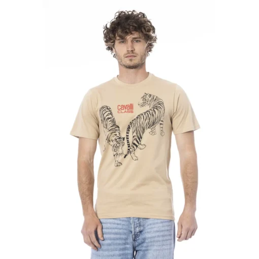 Authentic Cavalli Class Tiger Print T-Shirt QXT62YJD060_00503Sand_150587