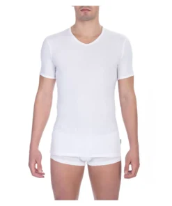 Exclusive Bikkembergs V-Neck T-Shirt - White BKK1UTS02SI_WHITE_142639