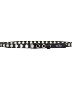 Authentic Cult Leather Belt with Pearl Accents X3EPWX992074_999_147858